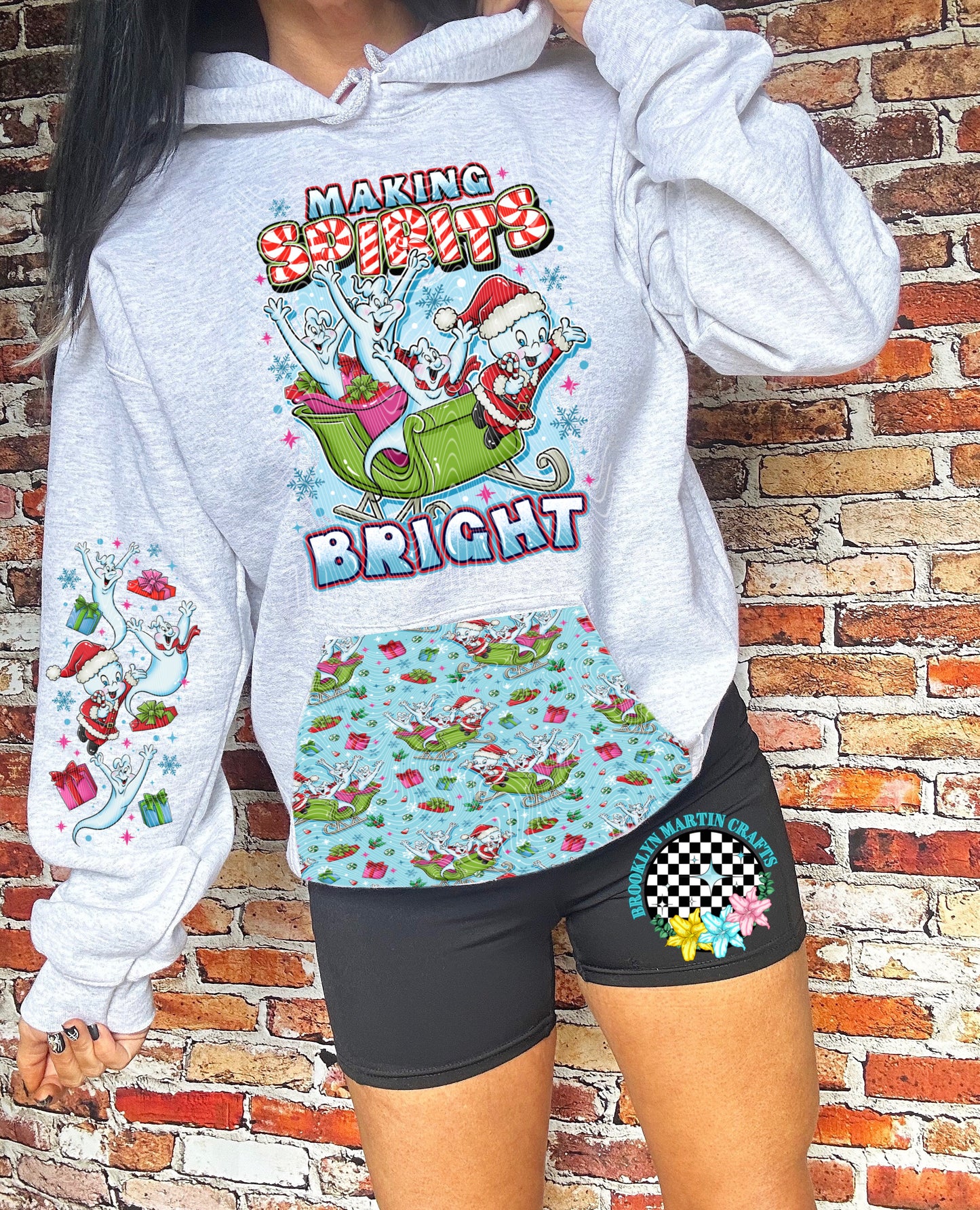 Making Spirits Bright Background T-SHIRT OR HOODIE
