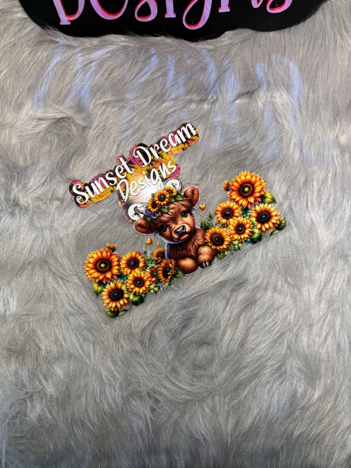 Boy Highland Cow With Sunflowers 085