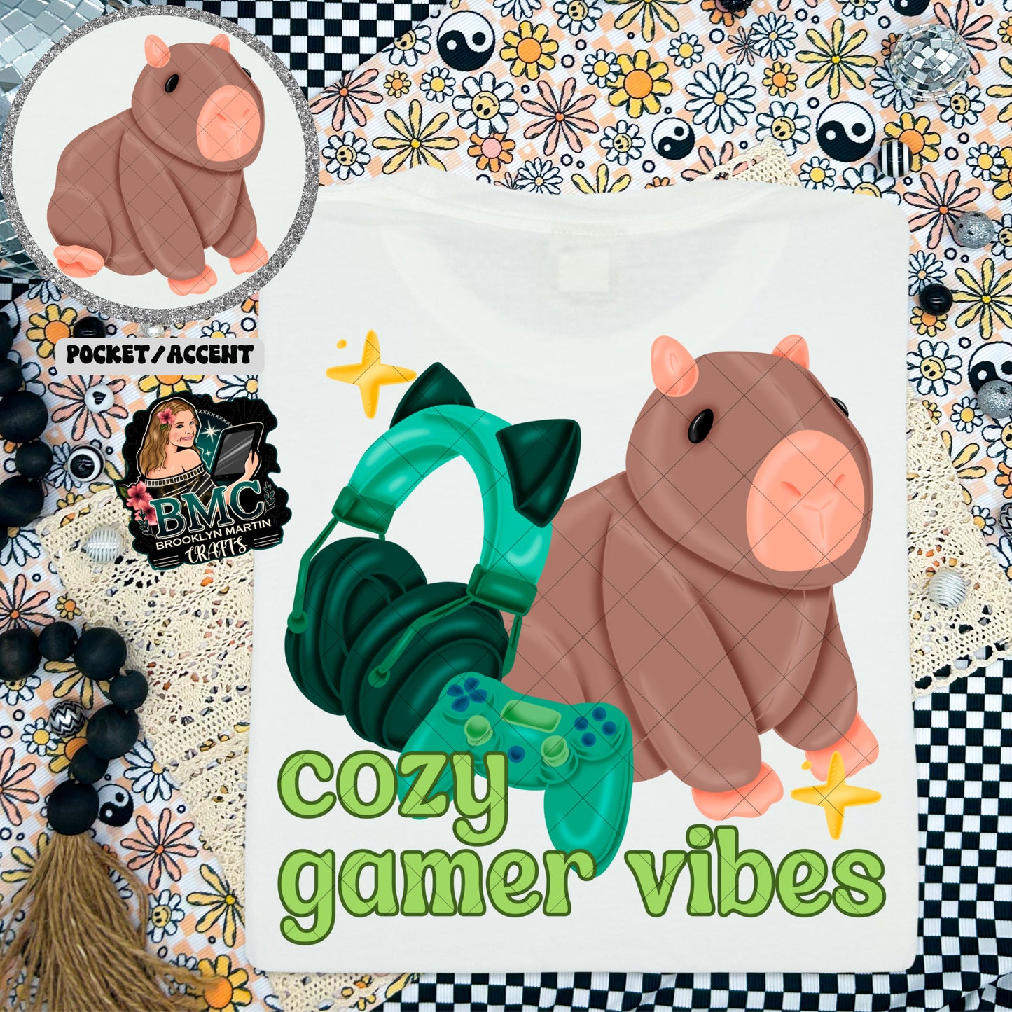Cozy Gamer Vibes (Capybara) T-SHIRT & HOODIE