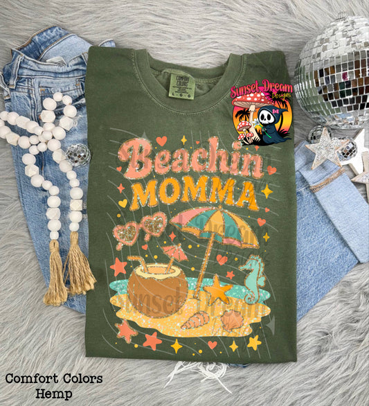 Beachin Momma With Glitter T-SHIRT & HOODIE