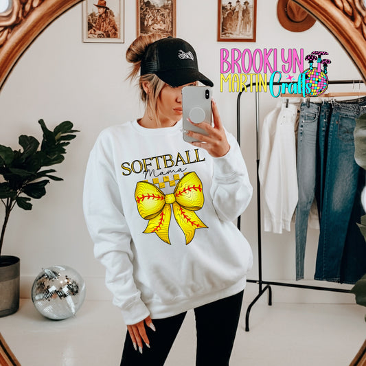 Softball Mama Bow T-SHIRT & HOODIE