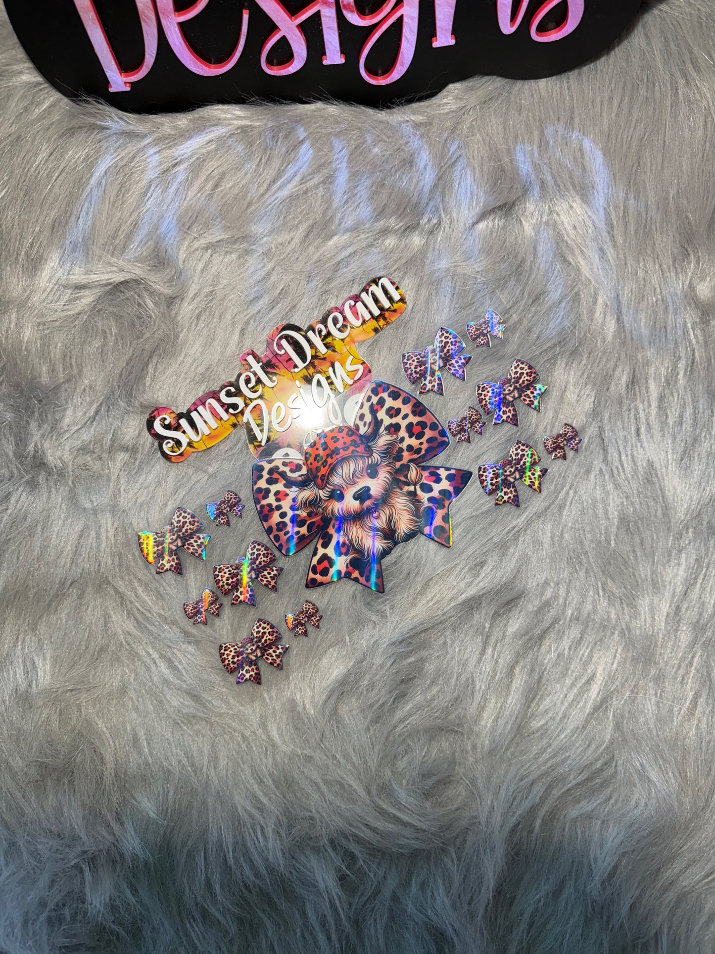 Brown Highland Cow With Bow (Holographic) 088