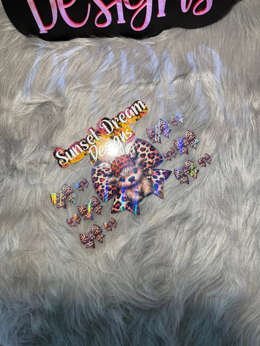 Brown Highland Cow With Bow (Holographic) 088