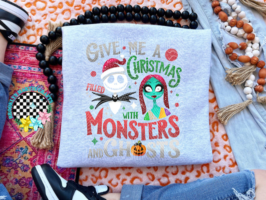 Give Me A Christmas Filled With Monsters & Ghosts T-SHIRT & HOODIE