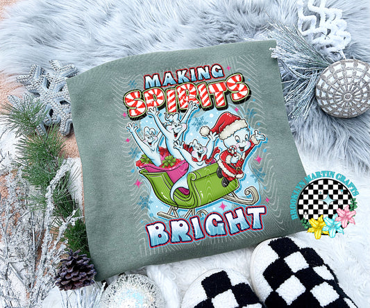 Making Spirits Bright Background T-SHIRT OR HOODIE