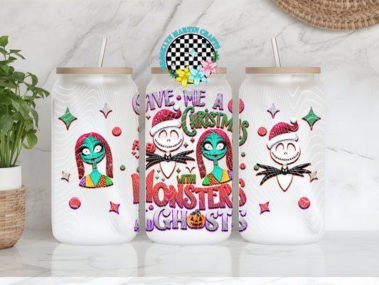 Give Me A Christmas With Monsters & Ghosts 16oz Libbey